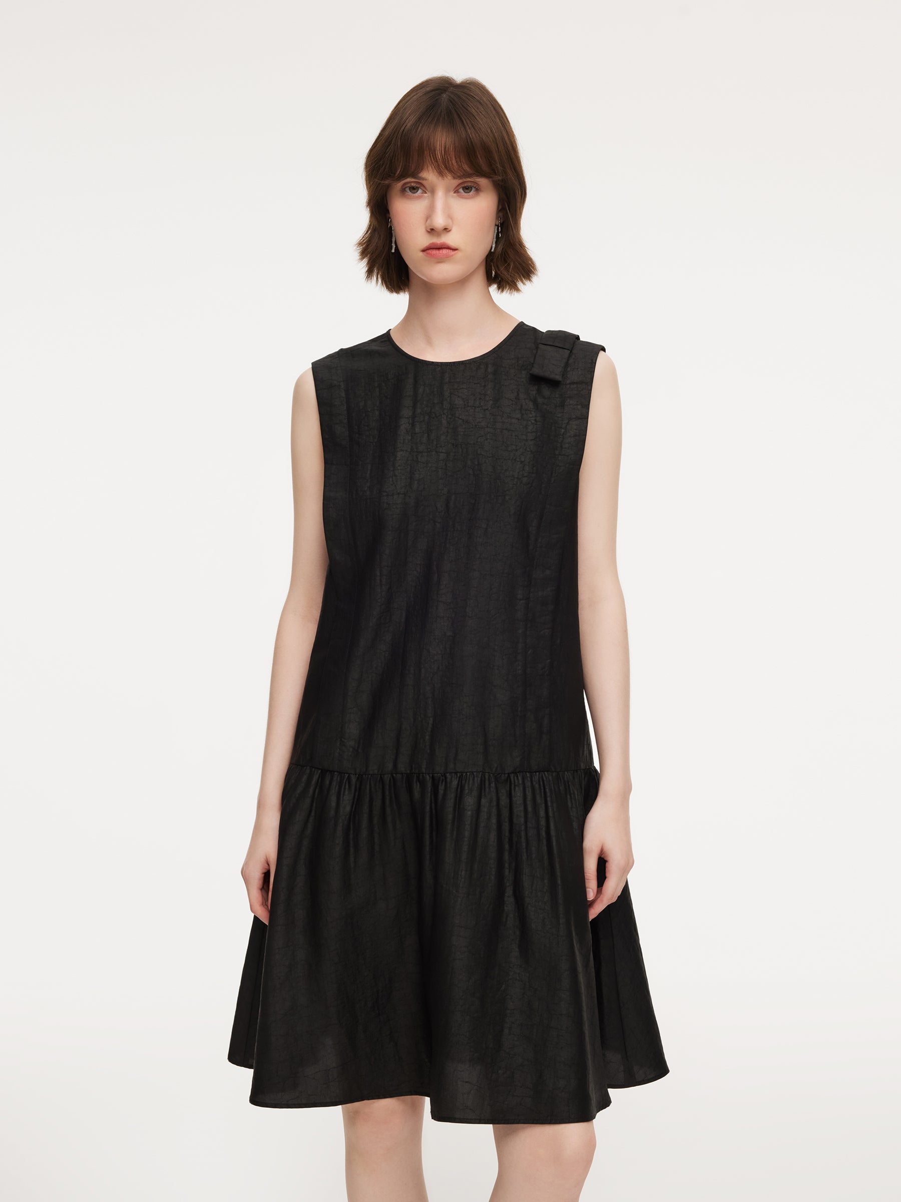 18MM Gambiered Canton Gauze Women Sleeveless Mini Dress GOELIA