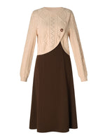 Lyocell Wool Blend Sweater And Knit Vest Dress Two-Piece Set GOELIA
