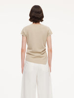 Lyocell Blend Side Drawstring Women Asymmetric Knit Top GOELIA