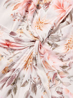 19MM Mulberry Silk Floral Print Twist Front Women Midi Dress GOELIA