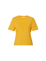 Cotton Blend Round Neck Tape Embroidered Women T-Shirt GOELIA