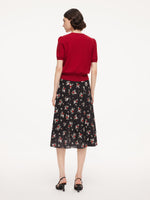 16MM Mulberry Silk Floral Print Women Skirt GOELIA