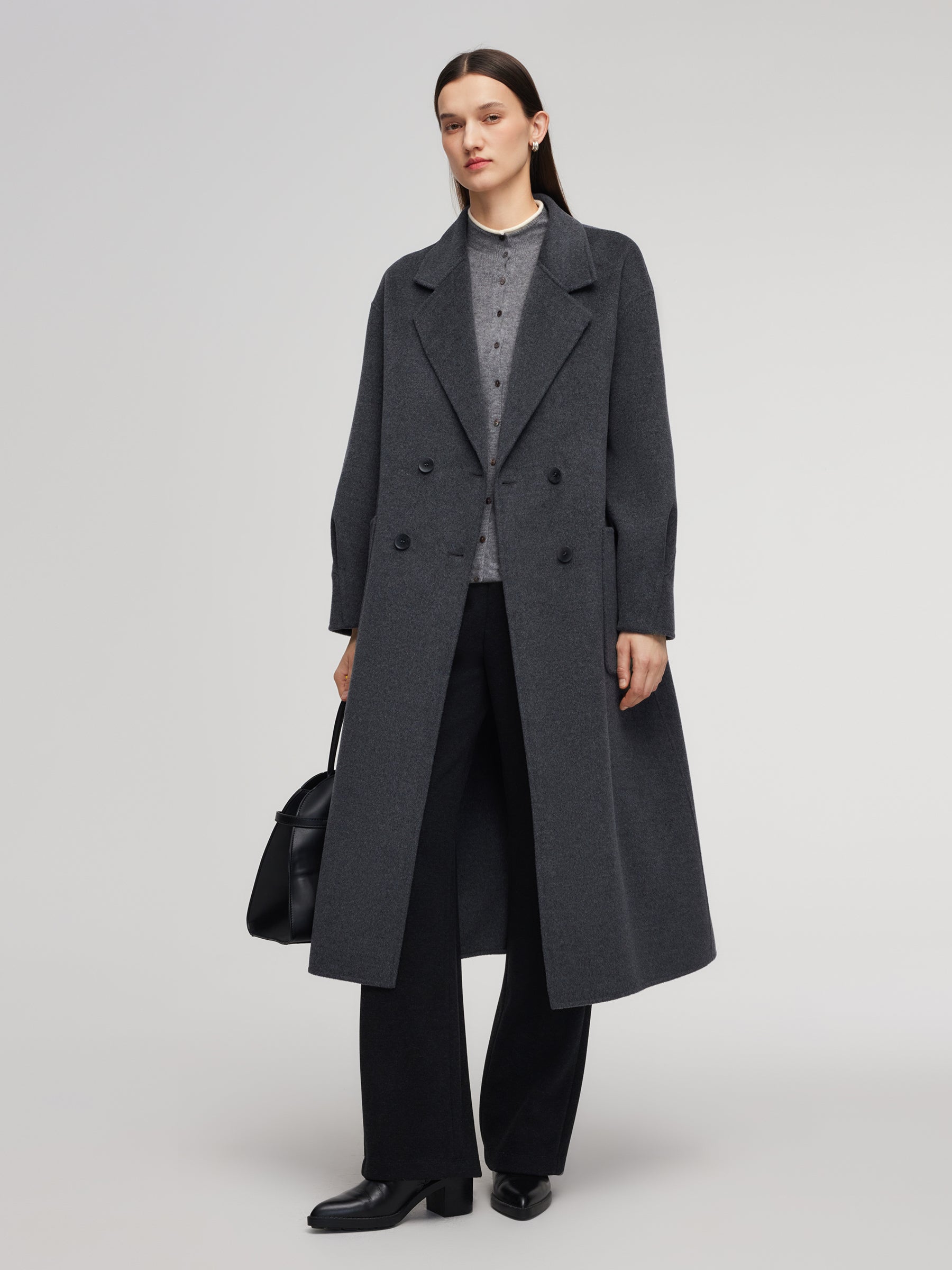 100% Wool Double-Faced Women Wrap Overcoat GOELIA
