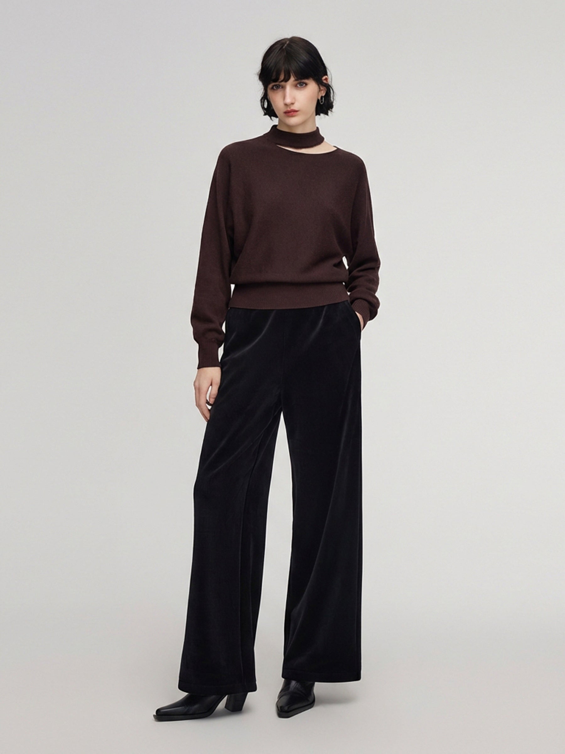 100% Wool Cut Out Women Sweater GOELIA