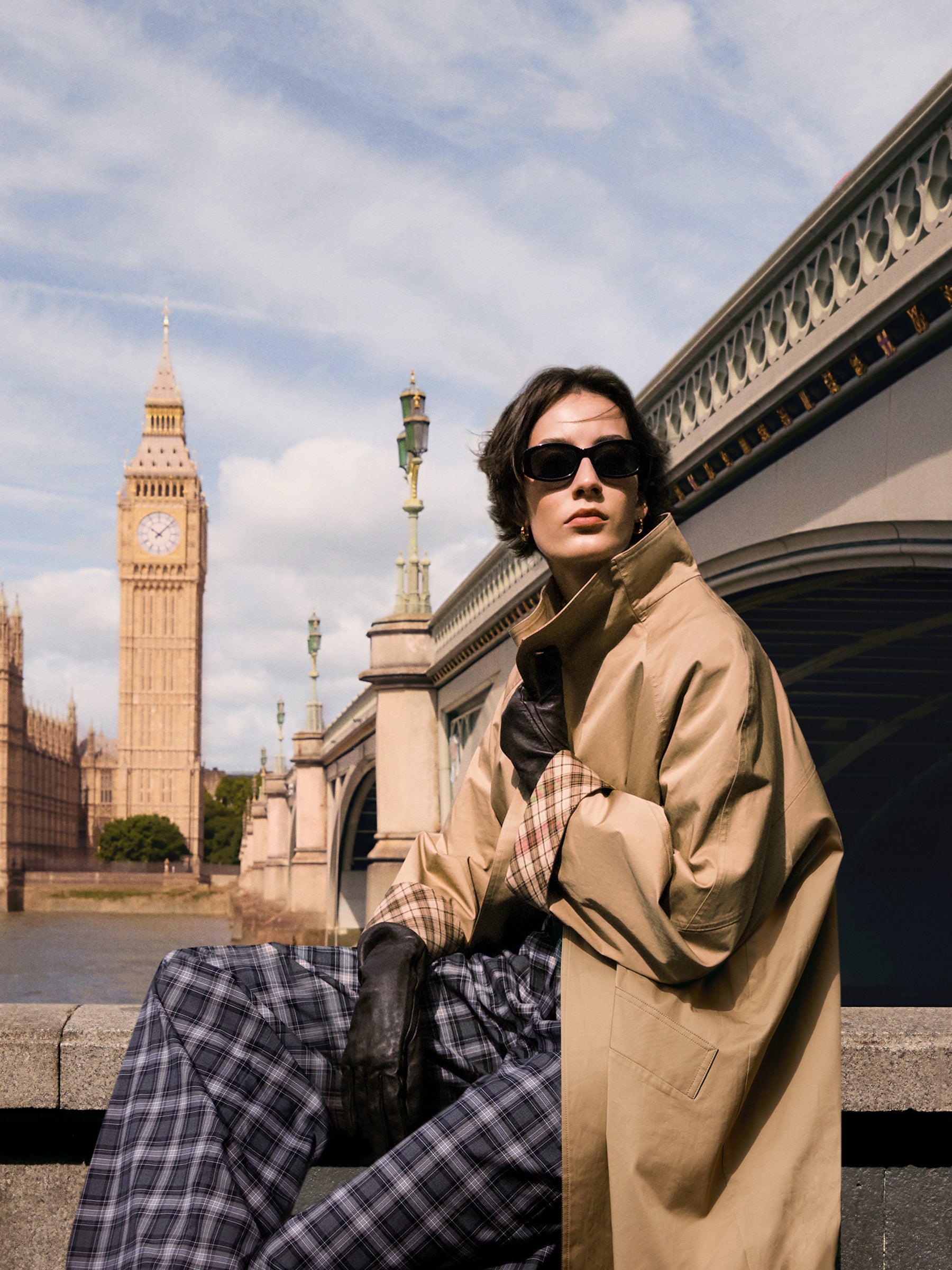 Cotton Color Block Cuffs Unisex Trench Coat GOELIA