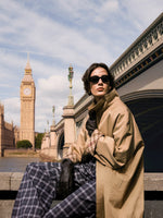 Cotton Color Block Cuffs Unisex Trench Coat GOELIA