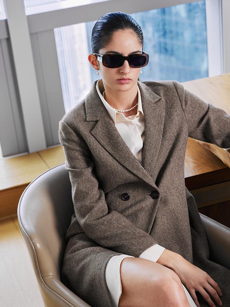 Washable Wool Notched Lapel Women Coat GOELIA