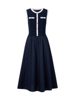 Lyocell Blend Contrast Trim Women Patchwork Sleeveless Maxi Dress GOELIA