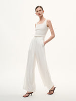 Tencel Acetate Linen Blend Women Straight Leg Pants GOELIA