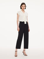 [Preview] Elastic Back Waist Women Tapered Cropped Pants GOELIA