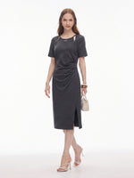 Cut Out Side Twist Women Knit Midi Dress GOELIA