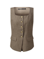 Plaid Square Neck Slim Fit Women Vest GOELIA