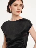 100% Acetate Ruched Side Top And Pants Two-Piece Set GOELIA