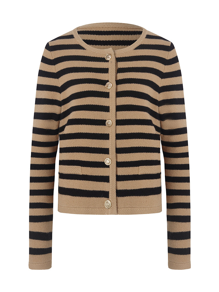 Striped Button-Up Cardigan