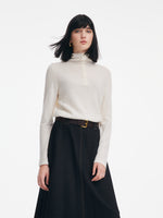 [Preview] Cashmere Wool Blend Convertible High Neck Women Sweater GOELIA