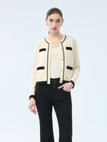 Tencel Blend Contrast Trim Women Cardigan GOELIA