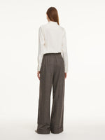 Brown Plaid Straight Leg Women Pants GOELIA
