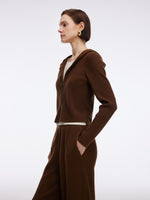 Tencel Wool Blend Faux Two-Piece Zip-Up Knit Top And Pants Two-Piece Set GOELIA