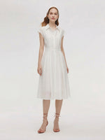 Tencel Acetate Blend Women Midi Shirt Dress GOELIA