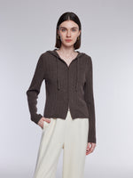 [Preview] 100% Wool Two-Way Zip Women Hooded Cardigan GOELIA