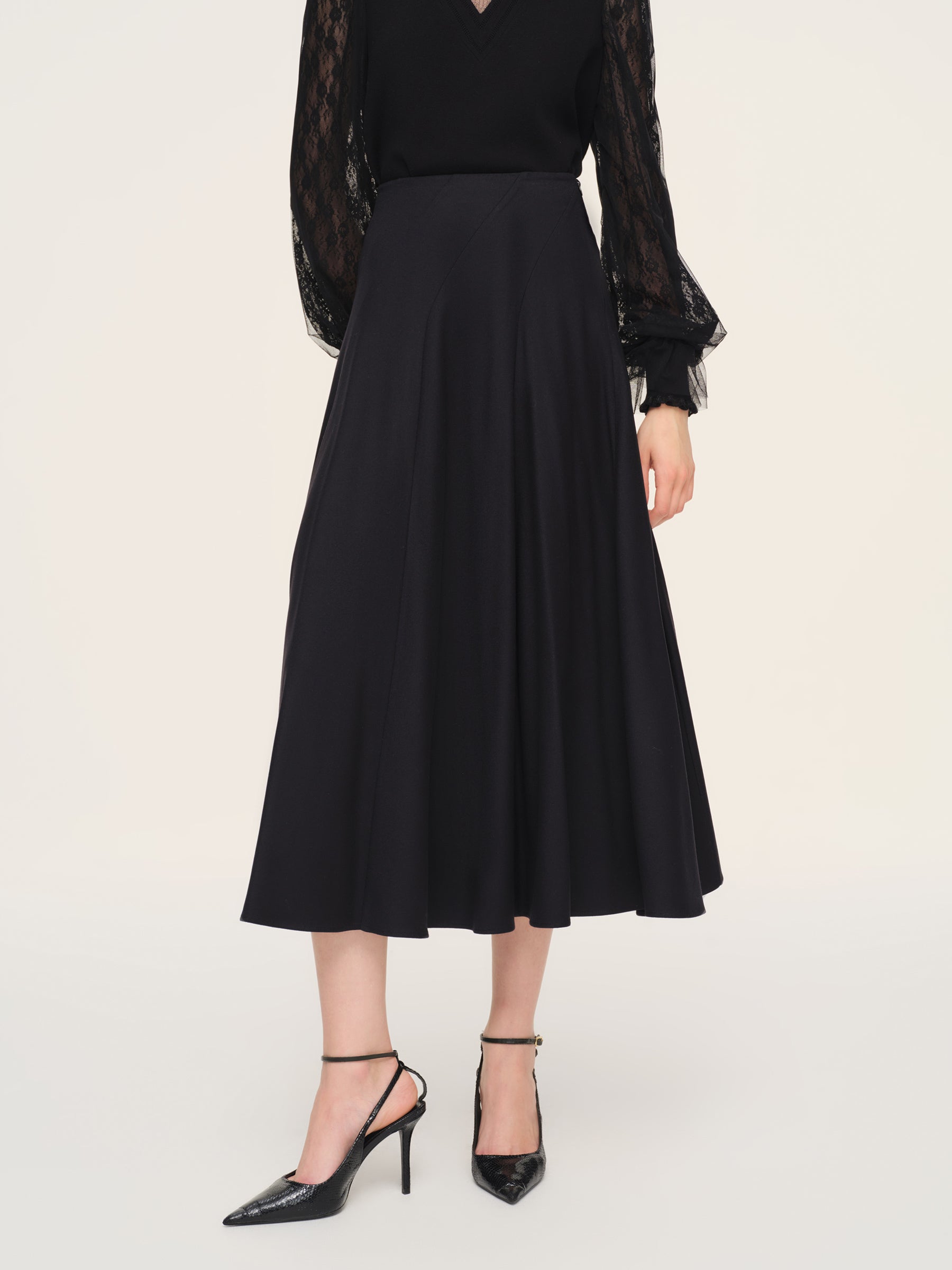 Cashmere Wool Blend Stretch Women Skirt GOELIA