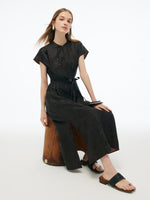 19MM Gambiered Canton Gauze Women Qipao Maxi Dress GOELIA