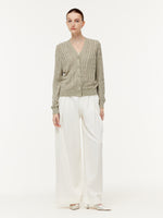 Linen Sequins Openwork Women Knit Cardigan GOELIA