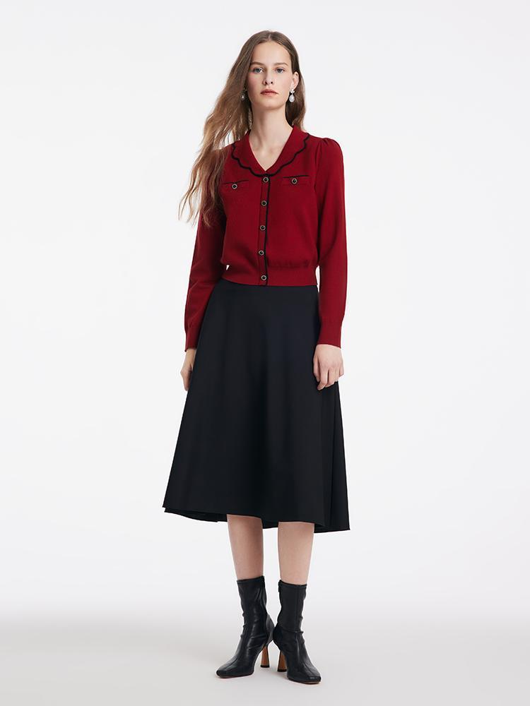 Tencel Wool V-Neck Sweater And Half Skirt Two-Piece Set GOELIA