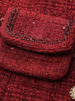 Single-Breasted Tweed Women Coat With Waist Pack GOELIA