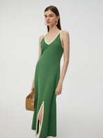 100% Cotton Slit Women Strap Maxi Dress GOELIA