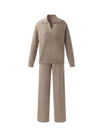 Machine Washable Wool Knit Top And Pants Two-Piece Set GOELIA
