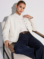 Wool Blend Tweed H-Line Women Cropped Jacket GOELIA