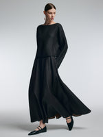 14MM Gambiered Canton Gauze Women Textured Stretch A-Line Skirt GOELIA
