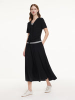 Modal Tie Front Stretch Knit Top And Skirt Two-Piece Set GOELIA