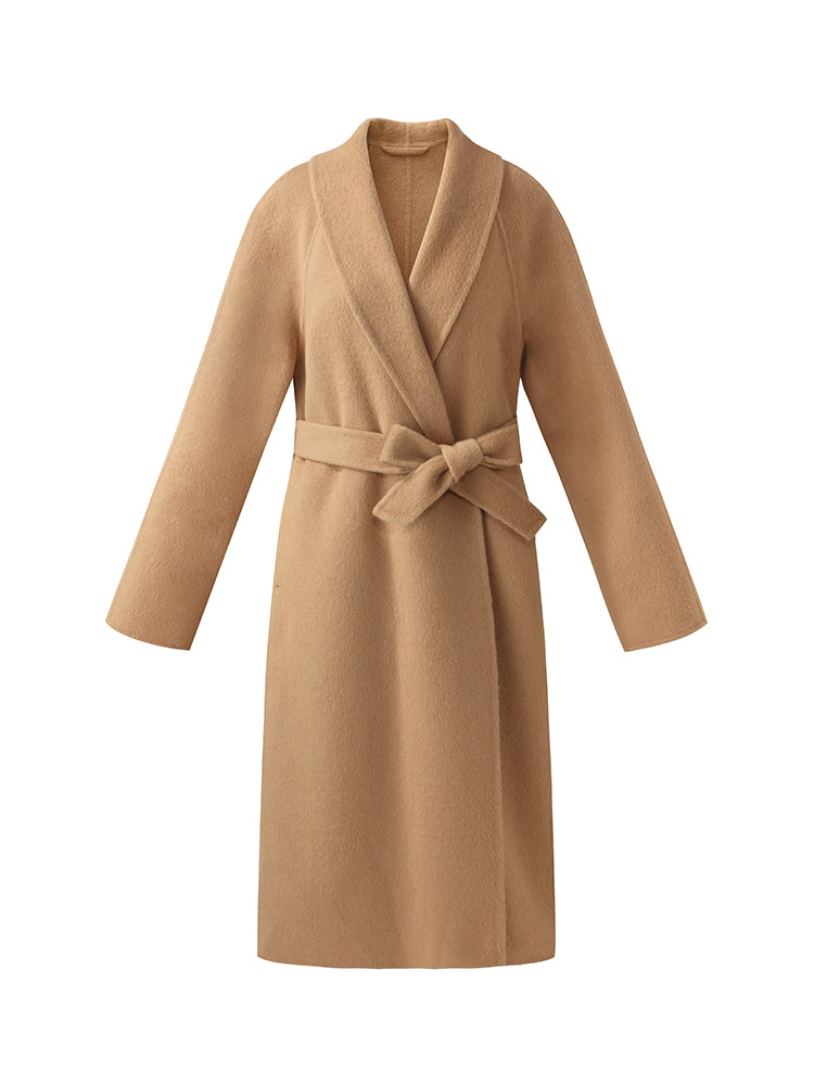 100% Camel Hair Women Wrap Overcoat GOELIA