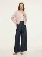 Round Neck Single-Breasted Women Textured Cardigan GOELIA