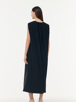 Tencel Knit Women Sleeveless Midi Dress With Leather Belt GOELIA