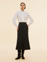 100% Washable Wool Back Slit Women Mermaid Skirt GOELIA