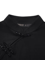 Mandarin Collared Knitted Top And Short Mamianqun Two-Piece Set GOELIA