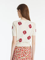 Tencel Rose Jacquard Women Knit Top GOELIA