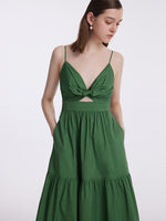 Cotton Spaghetti Strap Bowknot Tied Maxi Dress GOELIA