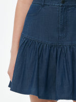 Denim Stretch Women Ruffle Mini Skirt GOELIA