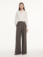 Brown Plaid Straight Leg Women Pants GOELIA