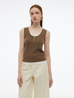 Lyocell Blend Faux Two-Piece Women Knit Tank Top GOELIA