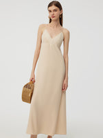 100% Acetate Women Slip Backless Maxi Dress GOELIA