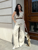100% Linen Vest And Pants Two-Piece Set GOELIA
