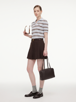 [Preview] Crew Neck Stripe Women Polo Knit Top GOELIA
