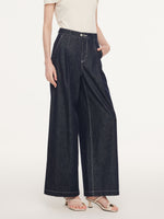 100% Cotton Denim Straight Wide Leg Women Jeans GOELIA