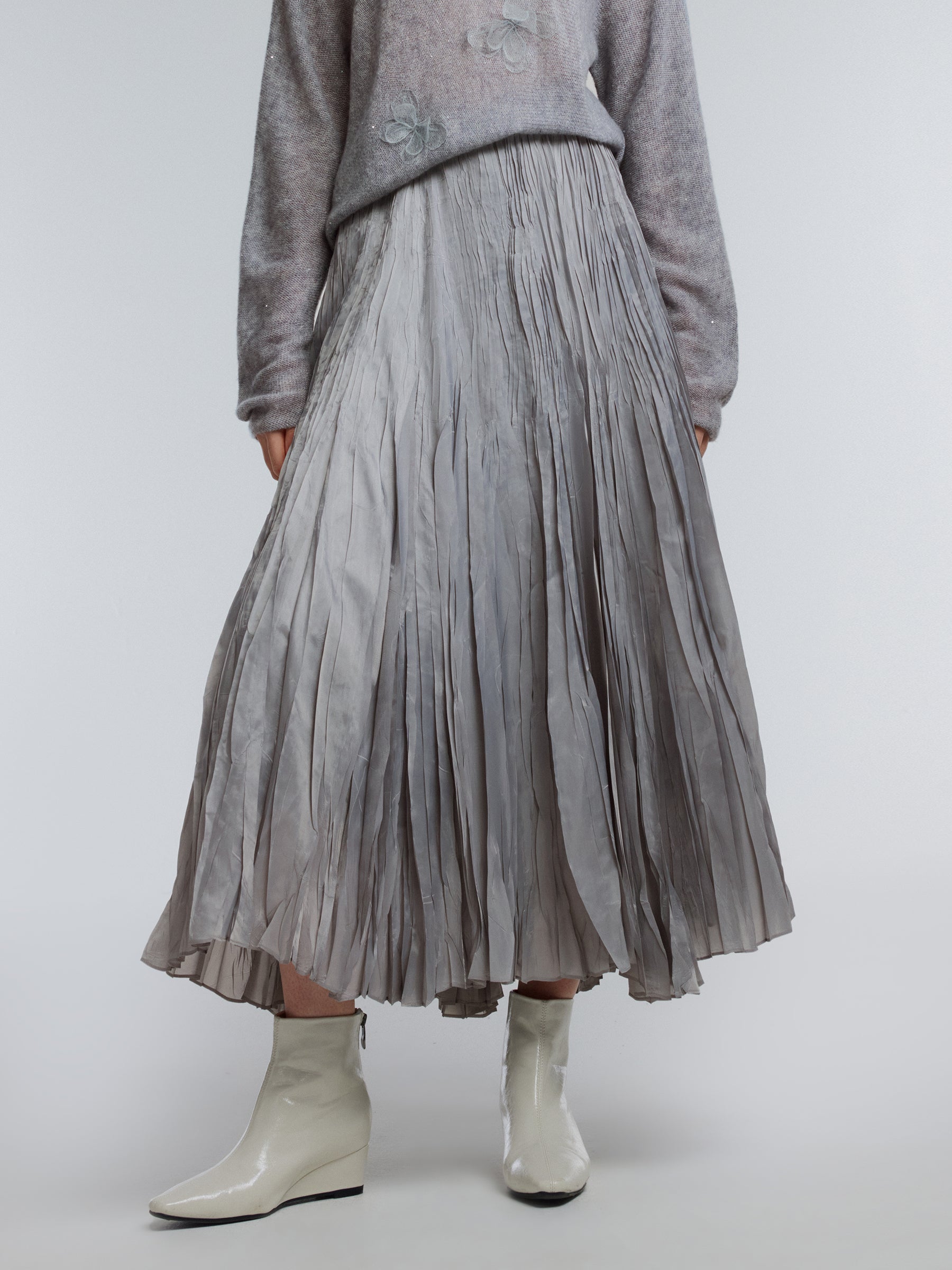 [Preview] Crushed Pleated A-Line Women Skirt GOELIA
