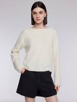 [Preview] 100% Brushed Wool Boat Neck Women Sweater GOELIA